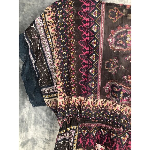 One World Woman's Shirt V-neck Blouse Elastic Waist Short Sleeve Adult Large - Picture 14 of 16